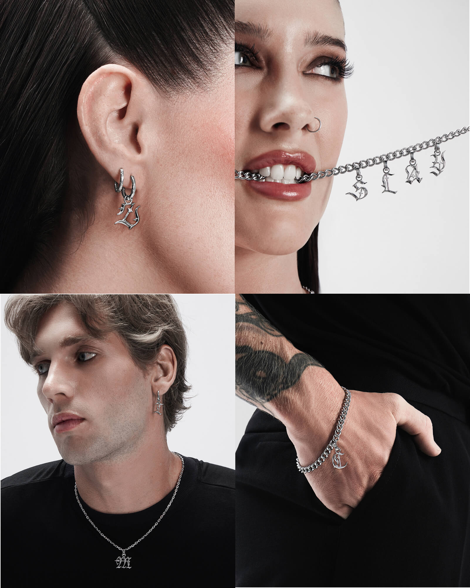 Mini Blackletter Charms - J-Charms- Silver - - Ask & Embla