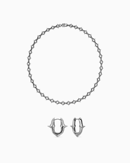 Unholy Grail - 925 silver necklace and earrings bundle-Chain Necklaces- - - Ask & Embla