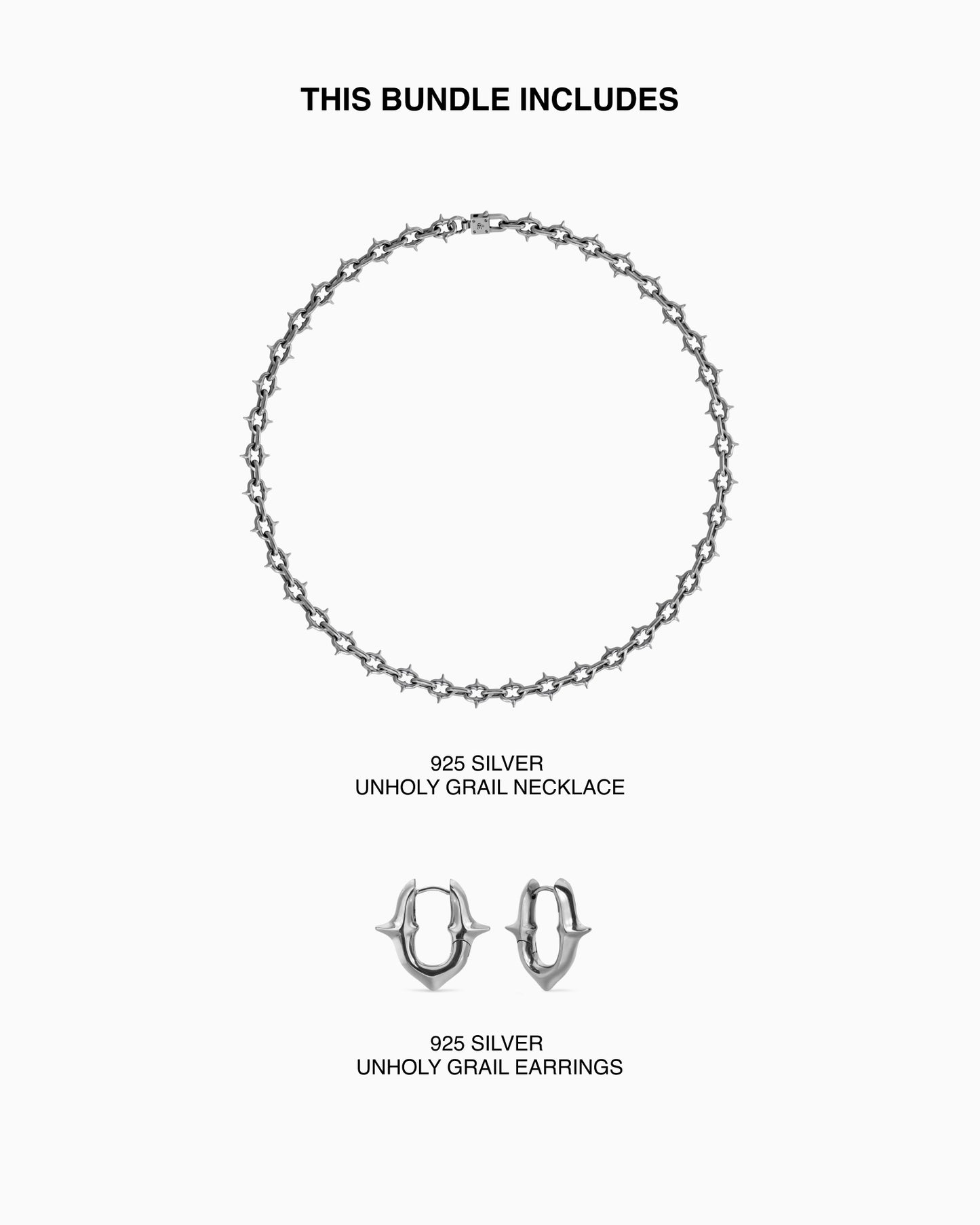Unholy Grail - 925 silver necklace and earrings bundle-Chain Necklaces- - - Ask & Embla