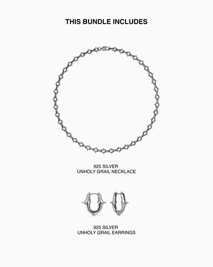 Unholy Grail - 925 silver necklace and earrings bundle-Chain Necklaces- - - Ask & Embla