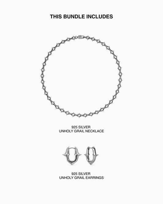 Unholy Grail - 925 silver necklace and earrings bundle-Chain Necklaces- - - Ask & Embla