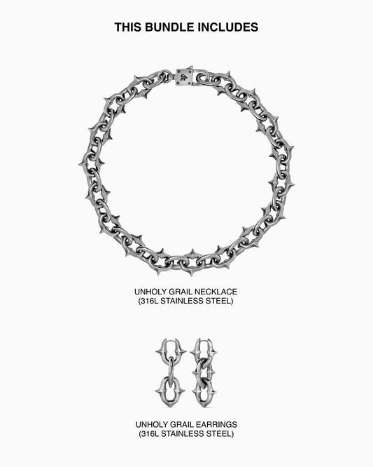 Unholy Grail necklace and earrings bundle-Chain Necklaces- - - Ask & Embla