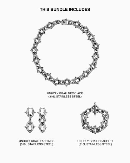 Unholy Grail necklace, bracelet, and earrings bundle-Chain Necklaces- - - Ask & Embla