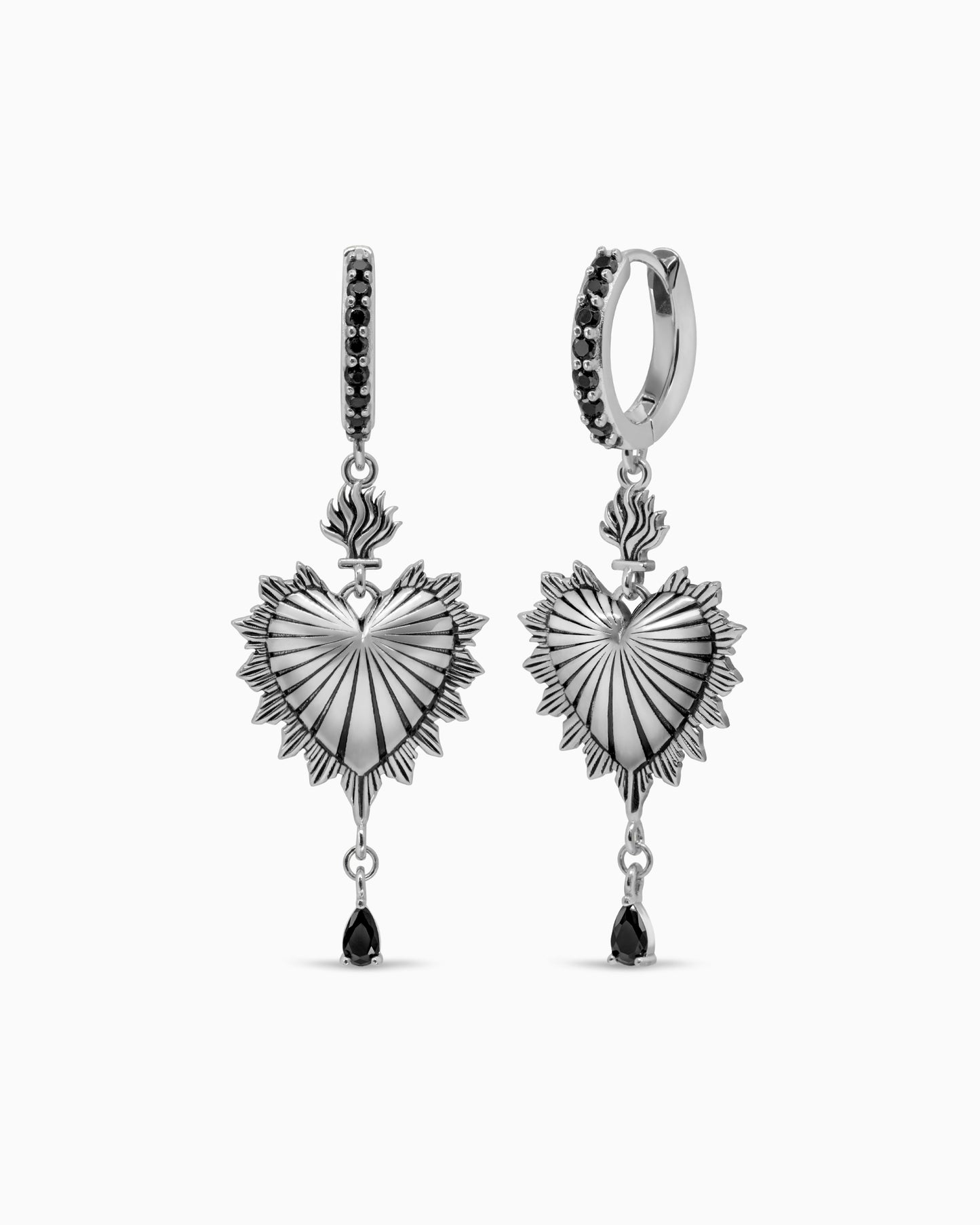 Sacred Heart Eternal Earrings-Ear Dangles- Silver - - Ask & Embla