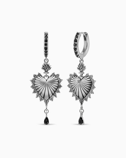 Sacred Heart Eternal Earrings-Ear Dangles- Silver - - Ask & Embla
