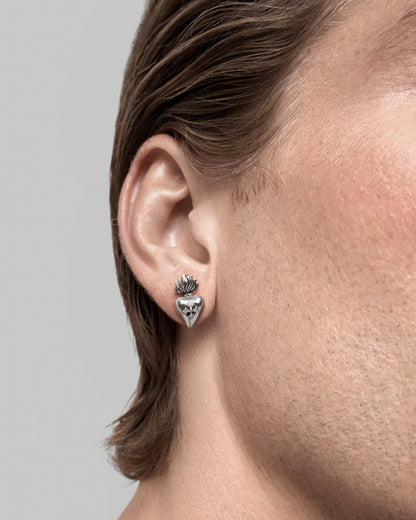 Sacred Heart stud earrings - 925 silver-Ear Studs- Silver - - Ask & Embla