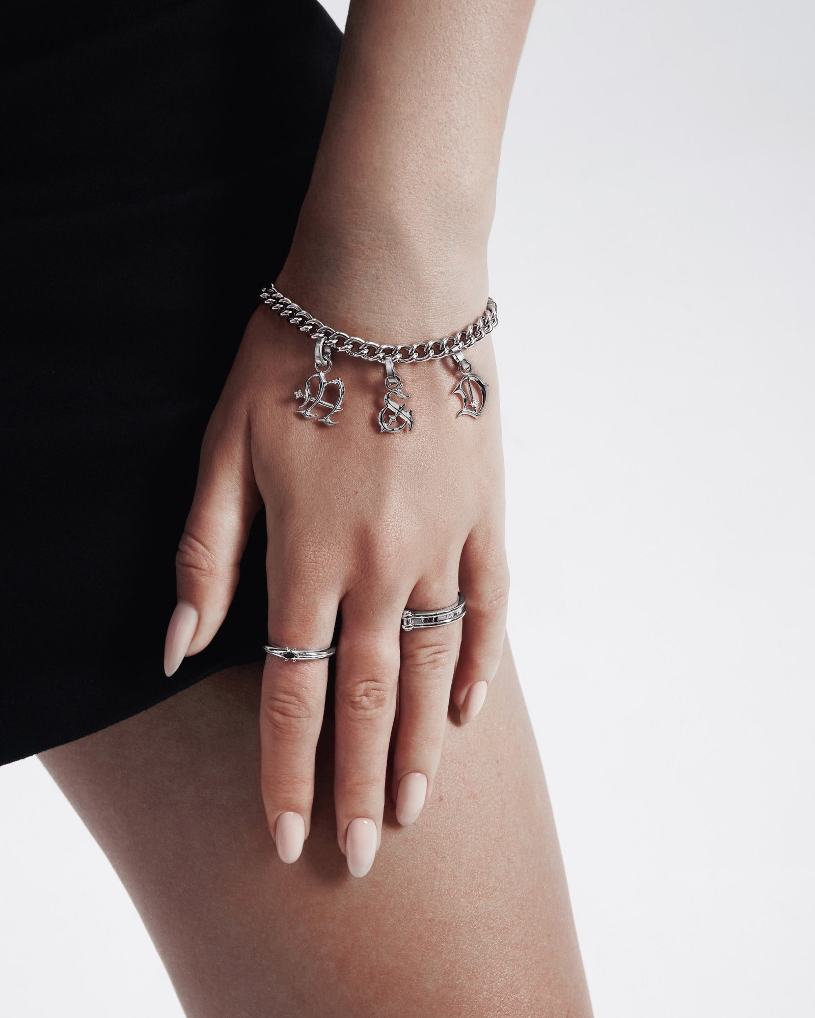 Mini Blackletter Charms - &-Charms- Silver - - Ask & Embla