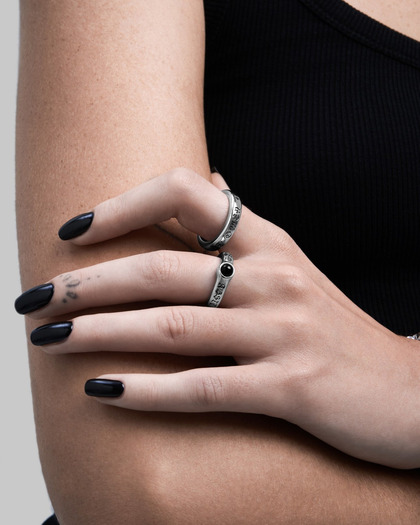 ABSIT OMEN Amulet Ring-Rings- Silver - US5 - Ask & Embla