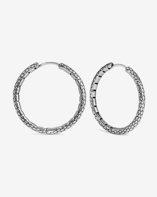Serpent Hoop Earrings-Ear Hoops- Silver - Large - Ask & Embla
