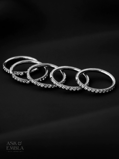 Bejewelled Ring Stacks-Ring Stacks- Silver with White Cubic Zirconia - 10mm - Ask & Embla
