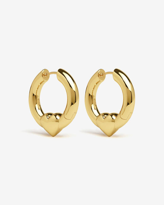 Harrow Heart Earrings-Ear Hoops- Gold - - Ask & Embla