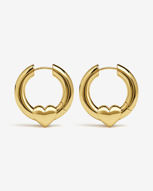 Harrow Heart Earrings-Ear Hoops- Gold - - Ask & Embla