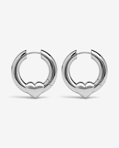 Harrow Heart Earrings-Ear Hoops- Silver - - Ask & Embla