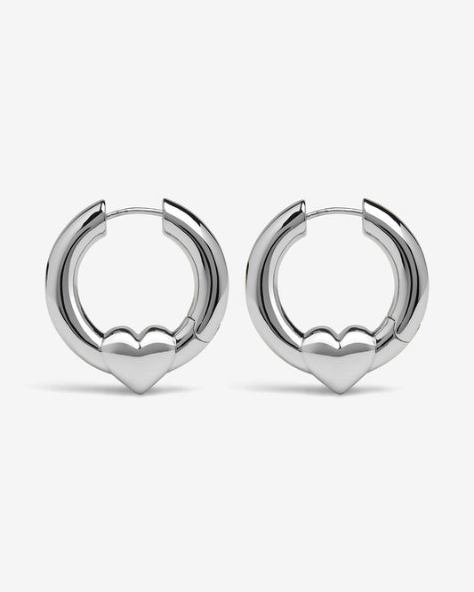 Harrow Heart Earrings-Ear Hoops- Silver - - Ask & Embla