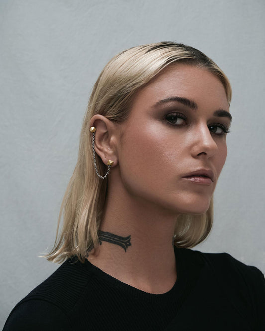 Sync Chain Earrings-Ear Studs- Two-toned (Gold and Silver) - - Ask & Embla