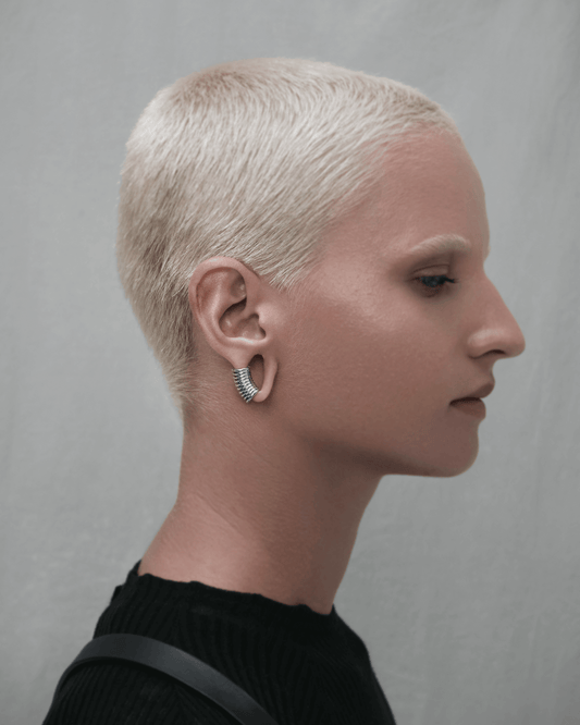 Ringed Lobe Cuffs™️-Lobe Cuffs™- Silver - Short Cuff, 8mm drop - Ask & Embla